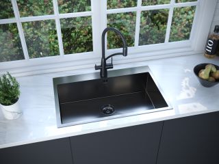 Мойка кухонная Paulmark Kroner PM217551-GM воронёная сталь